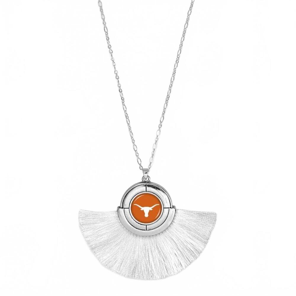 NEW JUDSON & CO. women's licensed texas longhorn tassel pendant necklace in silv
